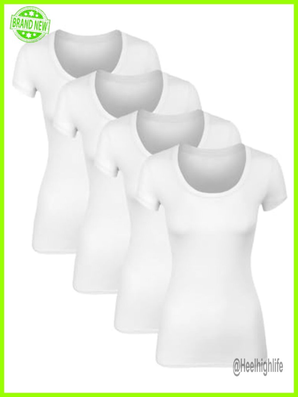 Women's Cotton Scoop Neck T-Shirt Cap Sleeve Fitted Casual Layering Tee